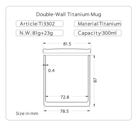 Термостакан GORAA Titanium с крышкой 0,3L (Титан; 300мл)